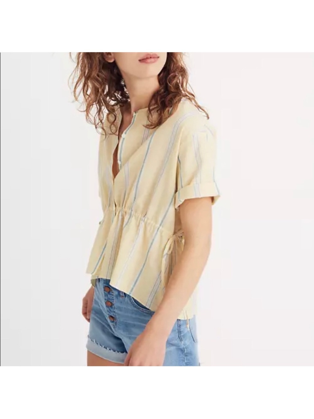 Madewell Atlantic Stripe Drawstring-Waist Shirt